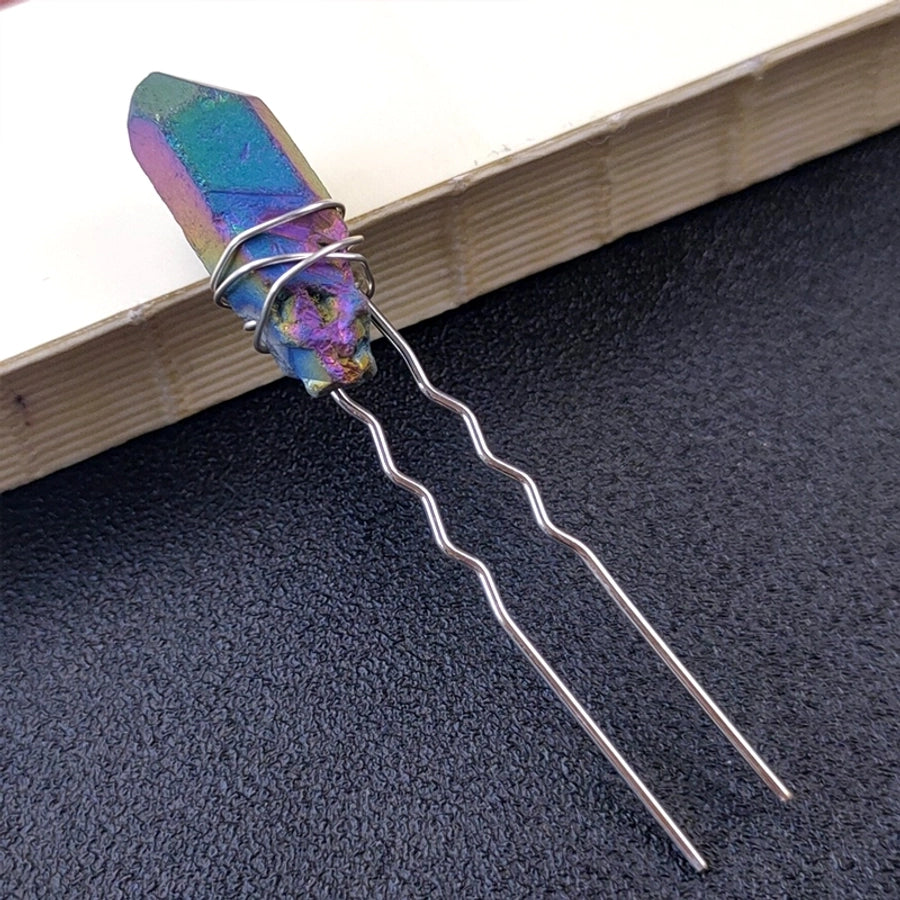 women's ig style geometric alloy handmade inlay crystal hairpin