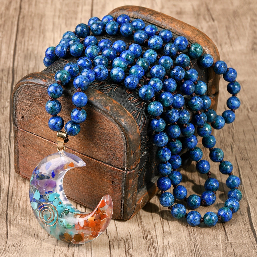 Vintage Style Ethnic Style Moon natural stone Pendant Necklace In Bulk