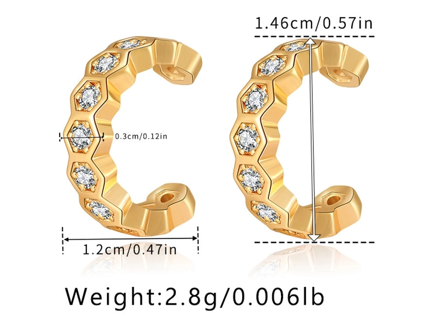 1 Pair Lady Modern Style Shiny Semicircle Inlay Copper Zircon Ear Cuffs