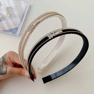 glam shiny u shape imitation pearl rhinestone hair band