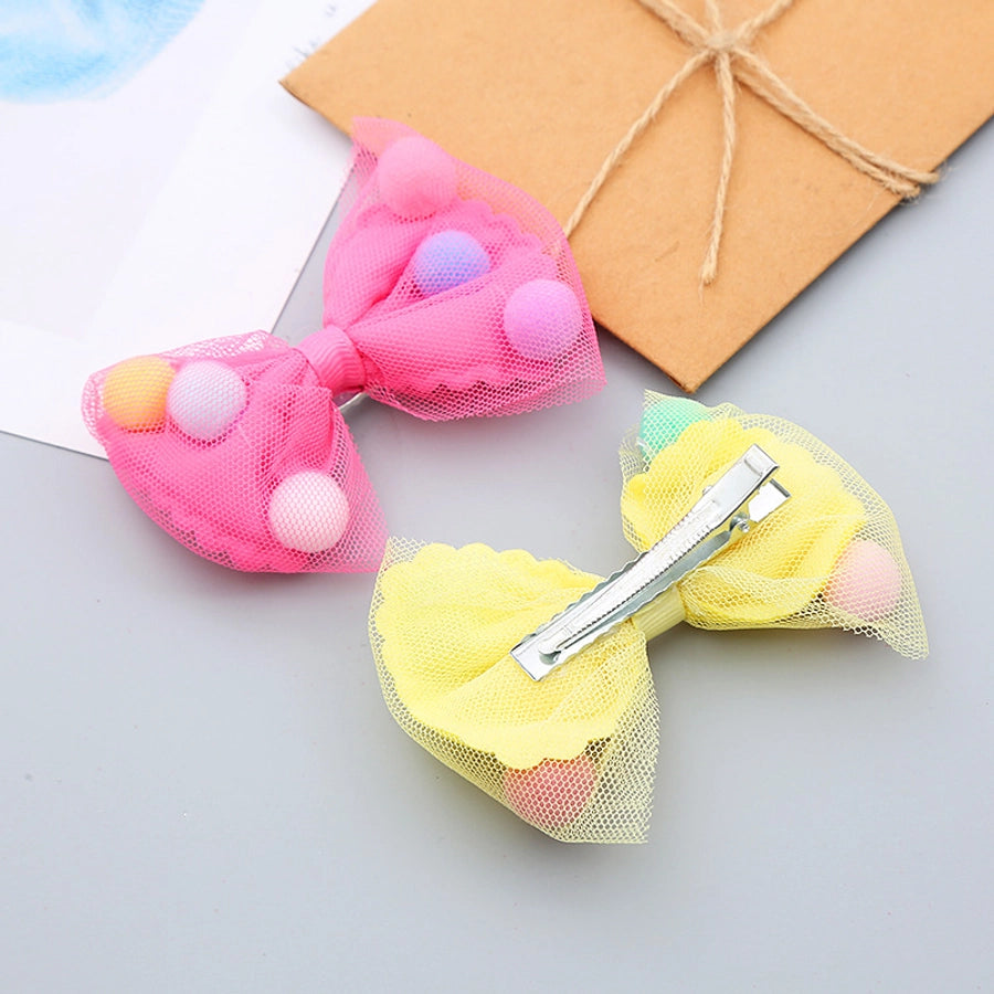 girl's sweet bow knot cloth gauze hair clip