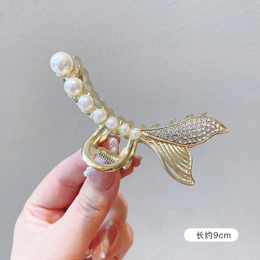 simple style solid color alloy resin hollow out hair claws