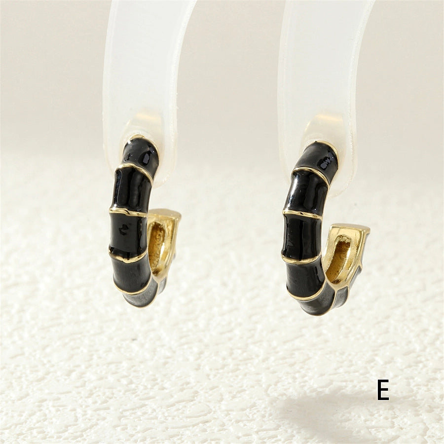 1 Pair Simple Style Classic Style C Shape Enamel Copper Zircon Ear Studs