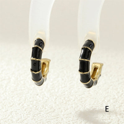 1 Pair Simple Style Classic Style C Shape Enamel Copper Zircon Ear Studs