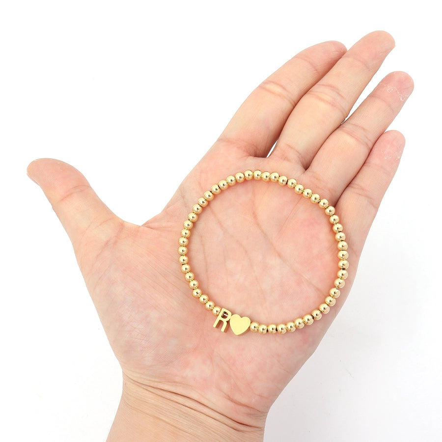 304 Stainless Steel Copper Letter Heart Shape Bracelets