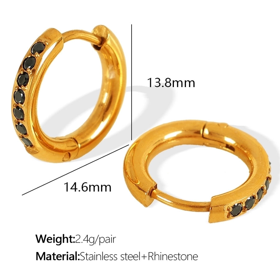 1 Pair IG Style Elegant French Style Round Polishing Plating Inlay 304 Stainless Steel Rhinestones 18K Gold Plated Earrings