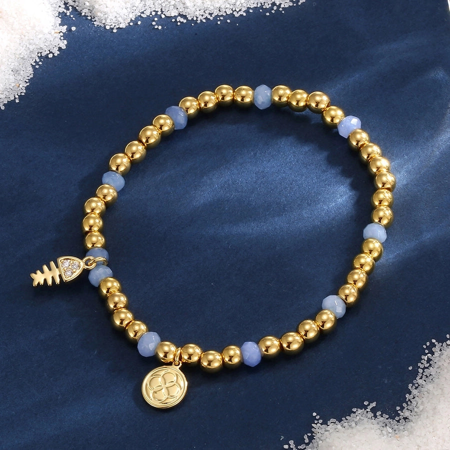 Jewelry IG Style Fish Bone Copper Zircon Beaded Inlay Bracelets