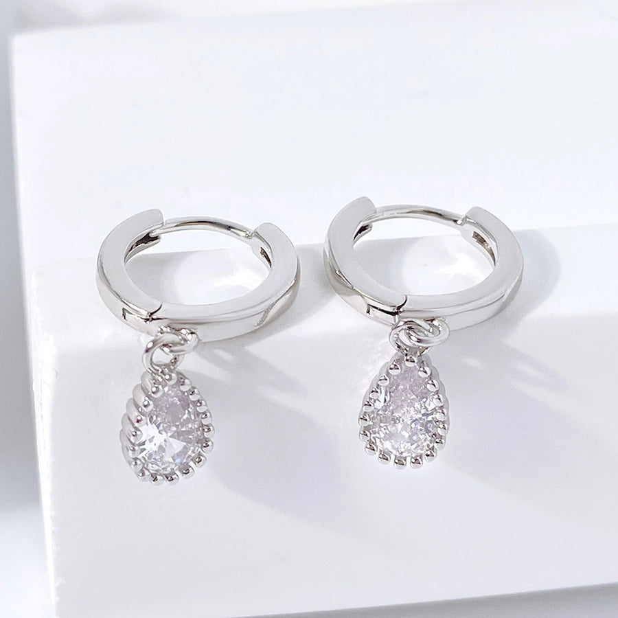 1 Pair Casual Vintage Style Water Droplets Copper Zircon Drop Earrings