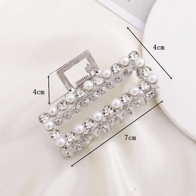 simple style solid color alloy inlay rhinestones hair claws 1 piece