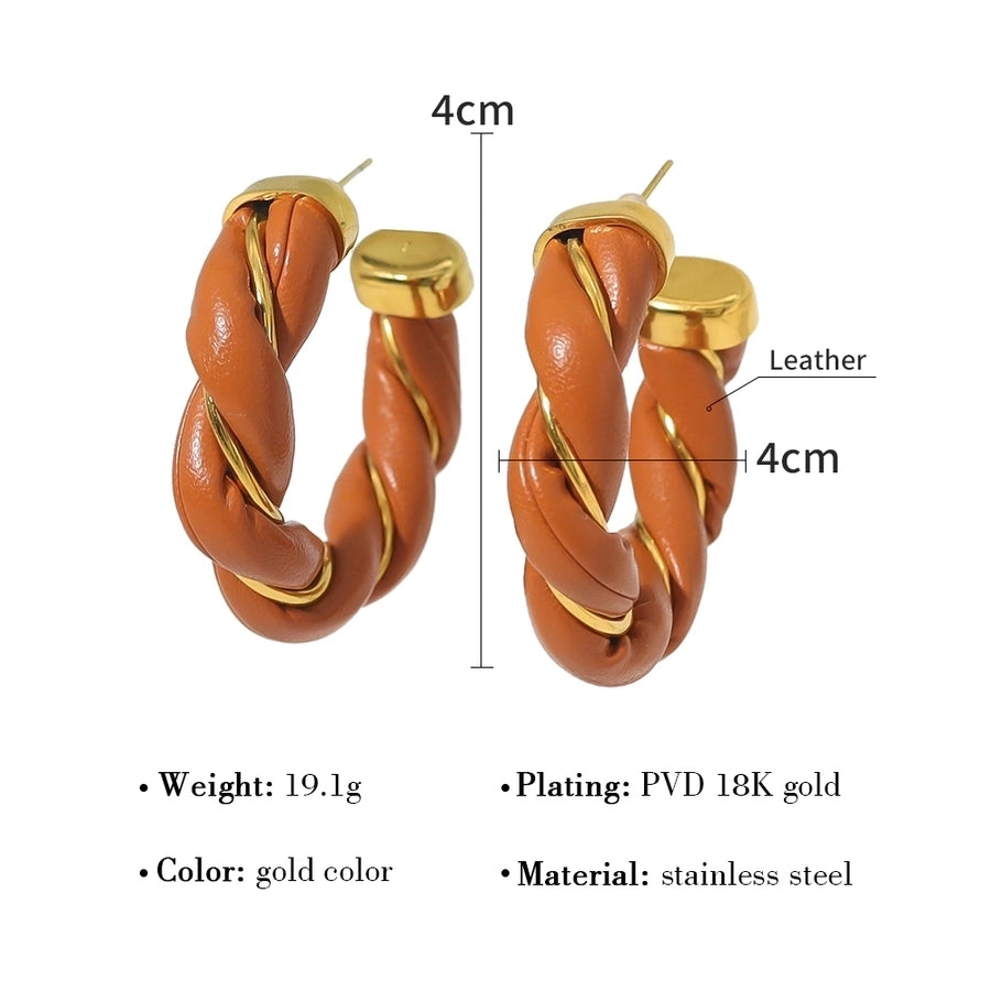 1 Pair IG Style Vacation Commute C Shape Plating 304 Stainless Steel Artificial Leather Earrings