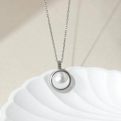 Jewelry IG Style French Style Streetwear C Shape Round 304 Stainless Steel Artificial Pearls Polishing Inlay Jewelry Set