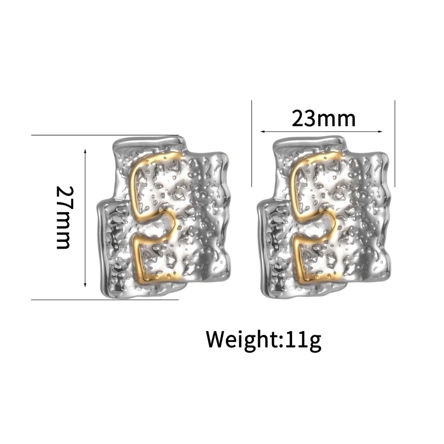 1 Pair Artistic Geometric Waves Plating 304 Stainless Steel Ear Studs