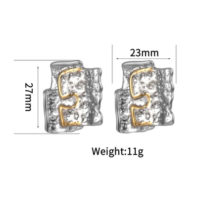 1 Pair Artistic Geometric Waves Plating 304 Stainless Steel Ear Studs