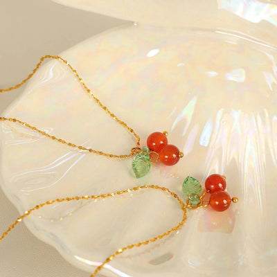 Jewelry Cute Cherry Titanium Steel Plating Pendant Necklace