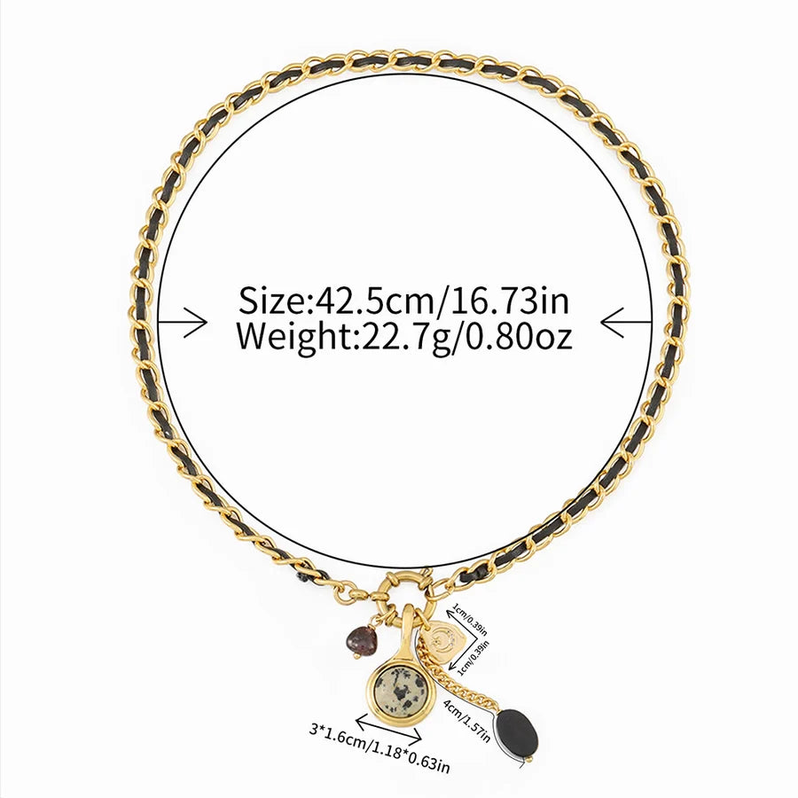 Retro Geometric natural stone Copper Black Pointed Crystal Necklace In Bulk