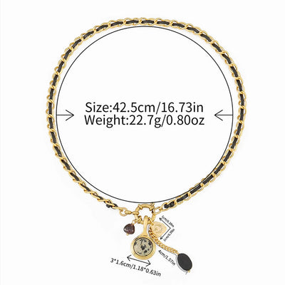 Retro Geometric natural stone Copper Black Pointed Crystal Necklace In Bulk