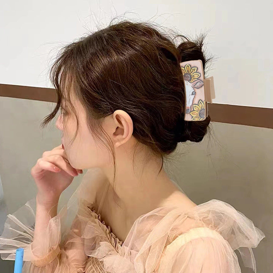 women's vintage style simple style sunflower pu leather hair claws