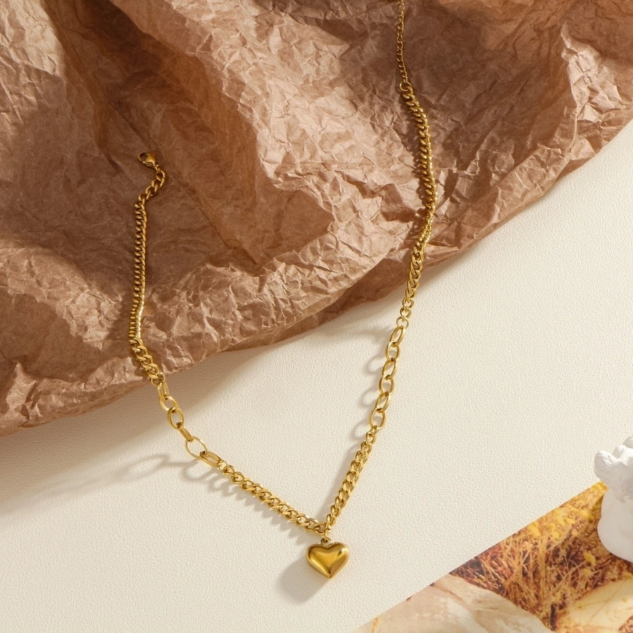 Jewelry Elegant Luxurious Heart Shape 304 Stainless Steel Gold Plated Plating Pendant Necklace