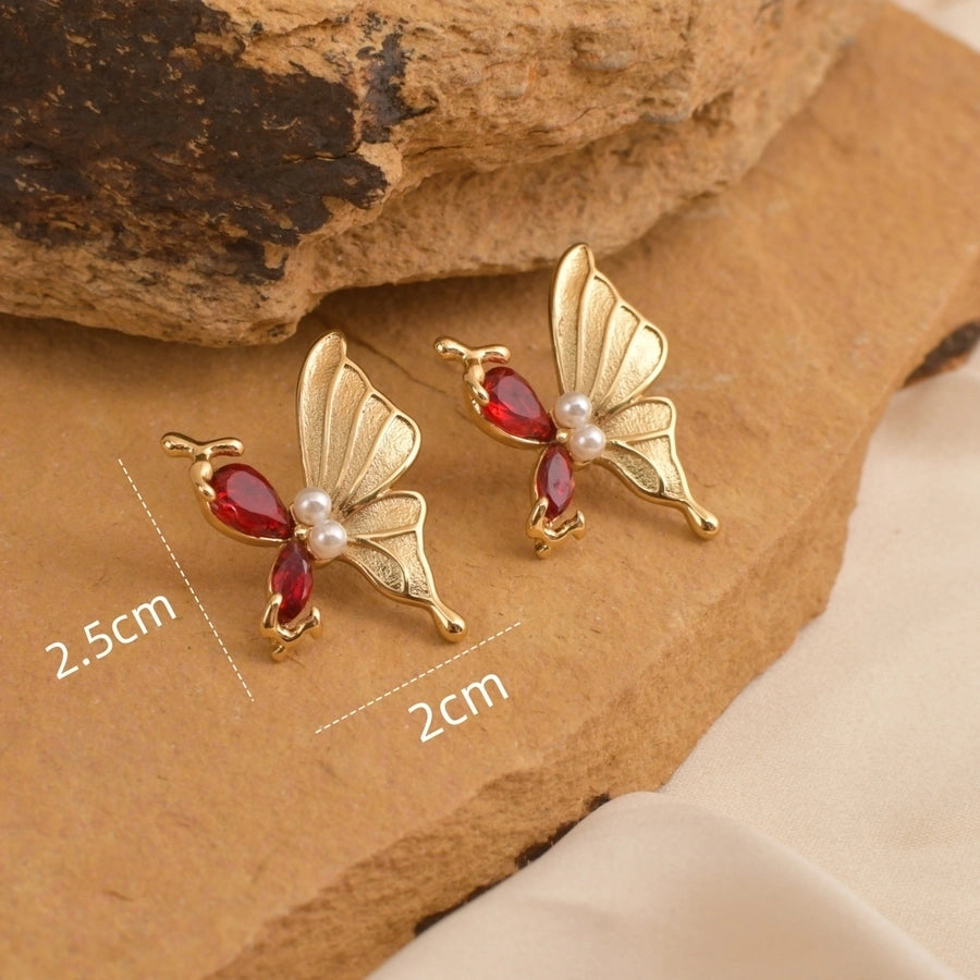 1 Pair Elegant Luxurious Shiny Butterfly 304 Stainless Steel 18K Gold Plated Ear Studs