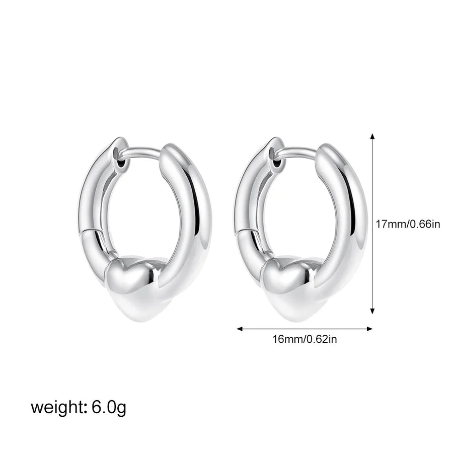 1 Pair Simple Style Heart Shape Mixed Metal 304 Stainless Steel Earrings