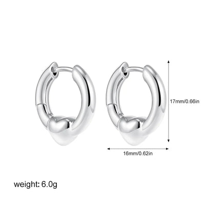 1 Pair Simple Style Heart Shape Mixed Metal 304 Stainless Steel Earrings