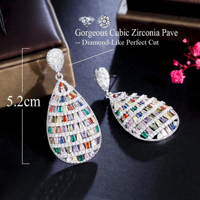 1 Pair Vacation Sweet Rainbow Plating Inlay Copper Zircon White Gold Plated Drop Earrings