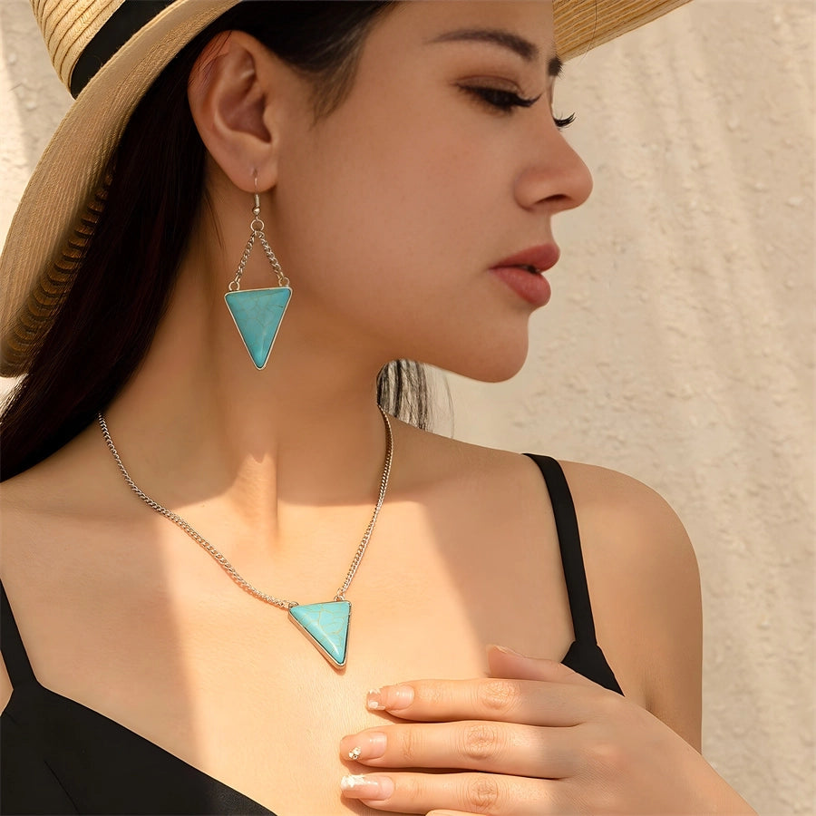 Copper Water Droplets Eye Rhombus Jewelry Set