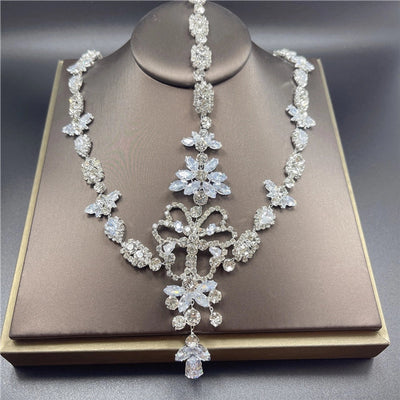 fashion bride wedding crystal hair chain full of diamonds water drop butterfly forehead chain