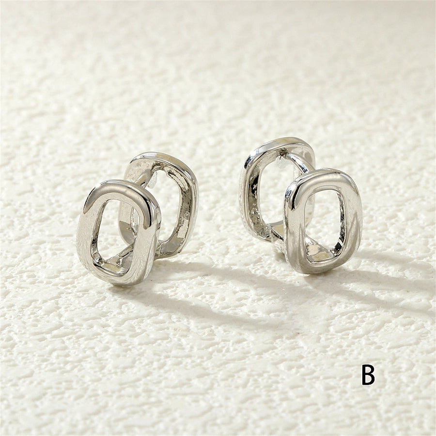 1 Pair Streetwear Commute Geometric Inlay Copper Zircon 18K Gold Plated Ear Studs