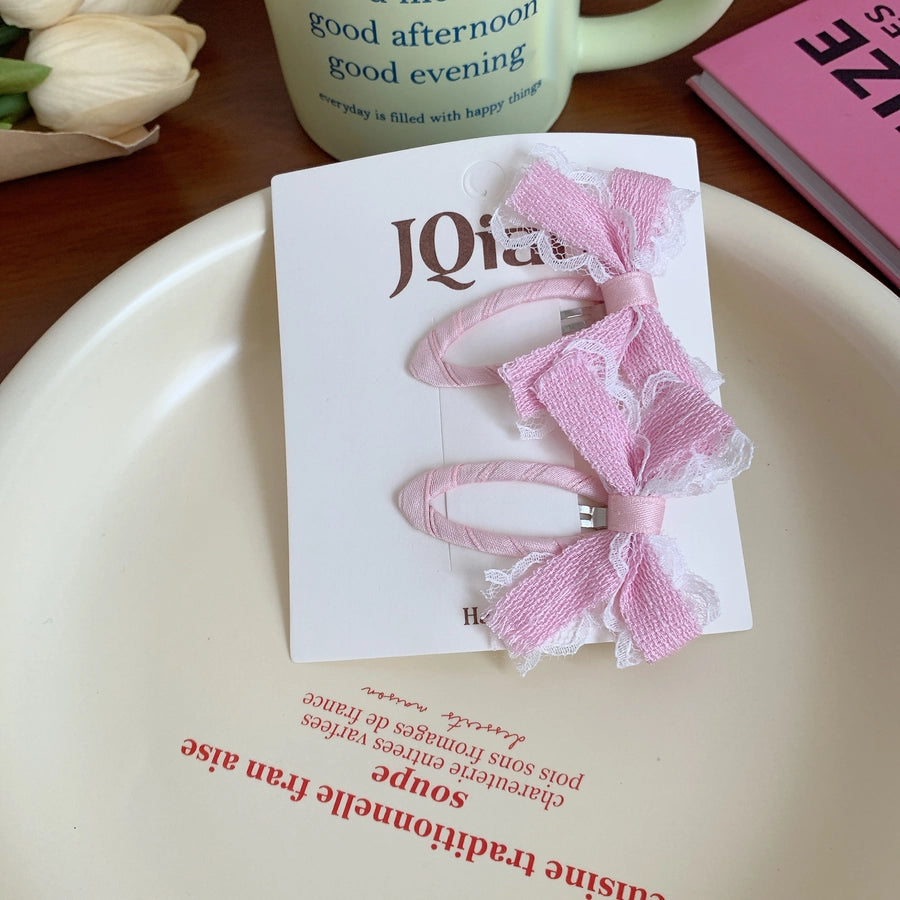 Women's Sweet Bow Knot Cloth Inlay Rhinestones Hair Clip Hair Tie