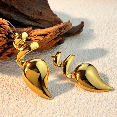 1 Pair Elegant Water Droplets Plating 304 Stainless Steel 18K Gold Plated Ear Studs