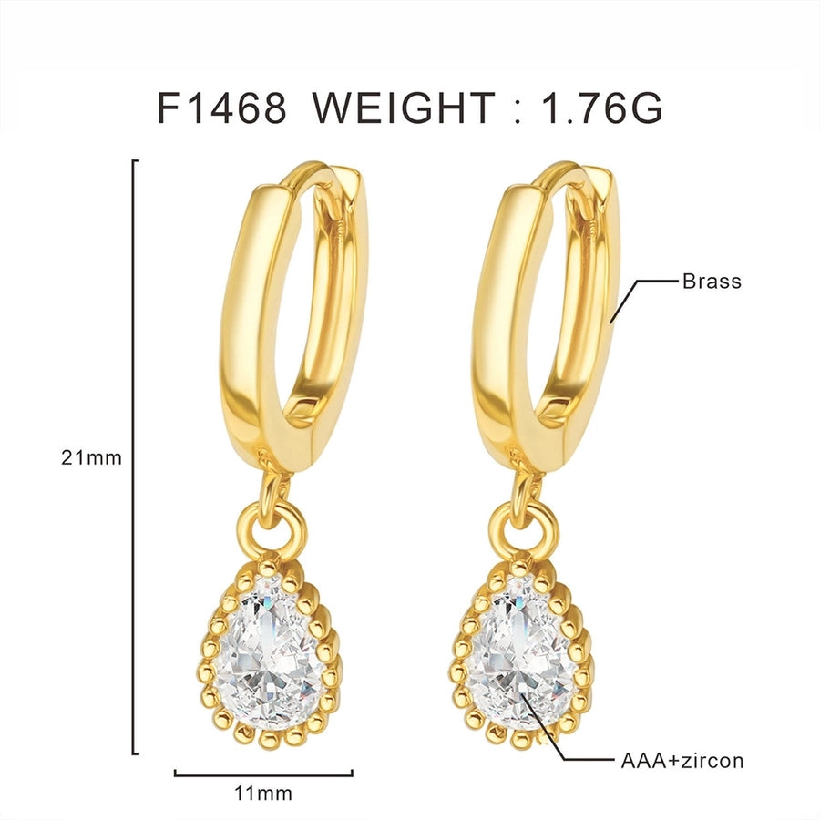 1 Pair Casual Vintage Style Water Droplets Copper Zircon Drop Earrings