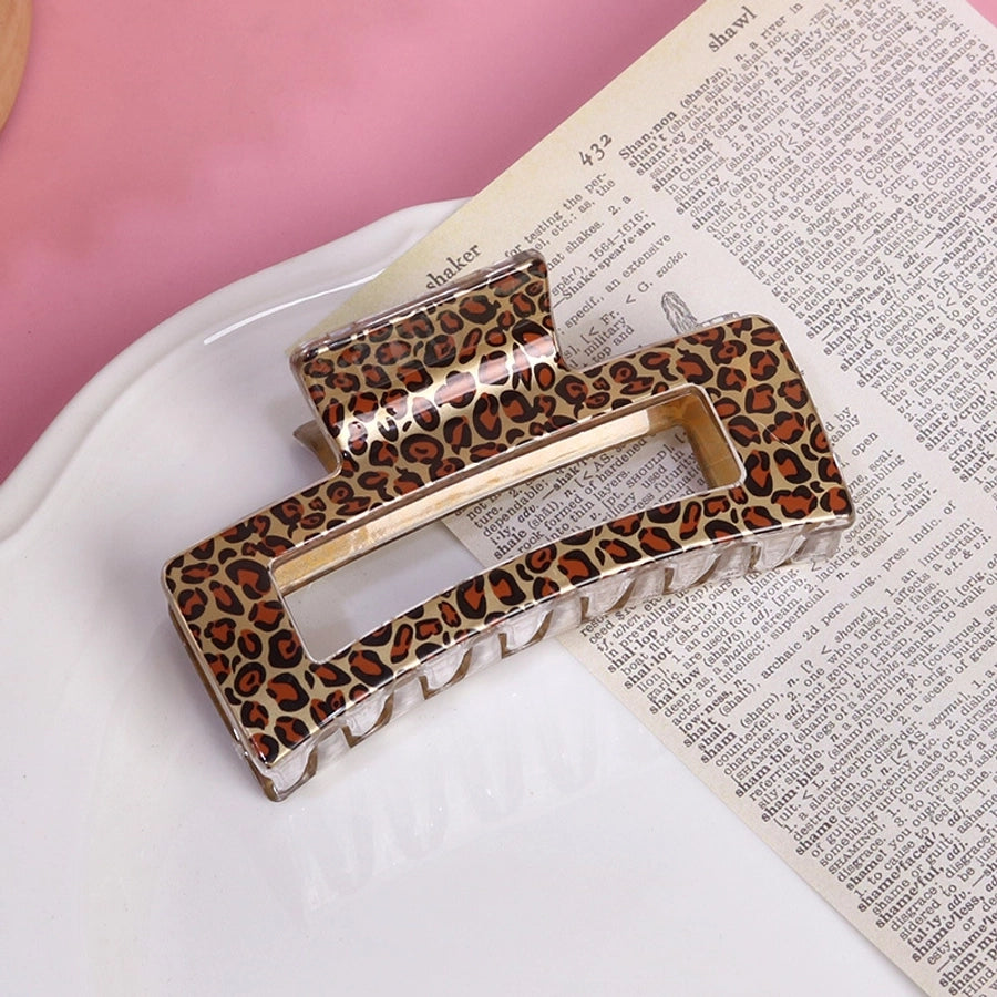 Women's Retro Leopard Plastic Printing Hollow Out Hair Claws