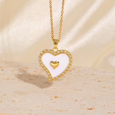 Copper Plating Heart Shape Pendant Necklace