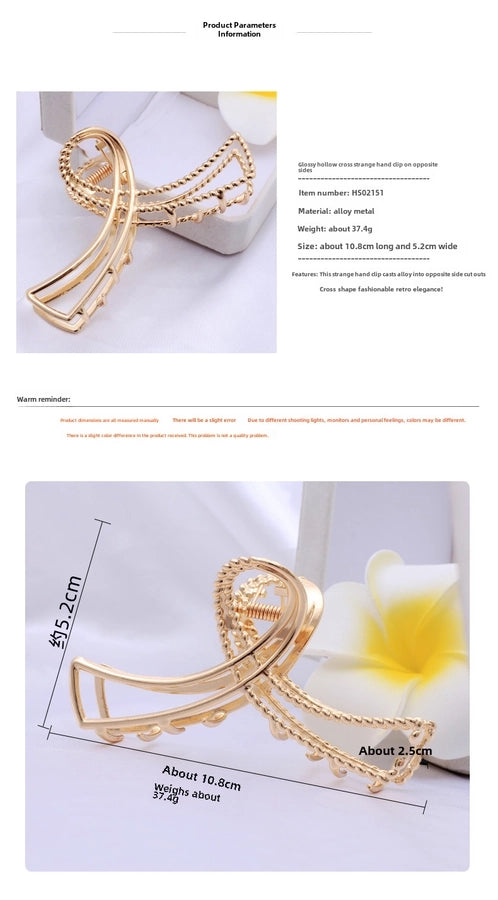 Women's net red hair clip large plate alloy grip women's back head butterfly shark clip hairpin