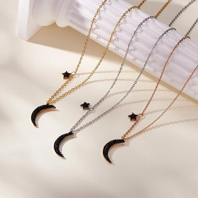 Jewelry Vintage Style Simple Style Star Moon 304 Stainless Steel Gold Plated Star Pendant Necklace