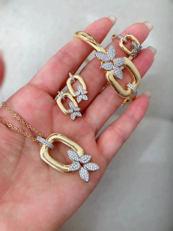 Jewelry Vintage Style Classic Style Geometric Copper Zircon Mixed Metal Rings Bracelets Earrings