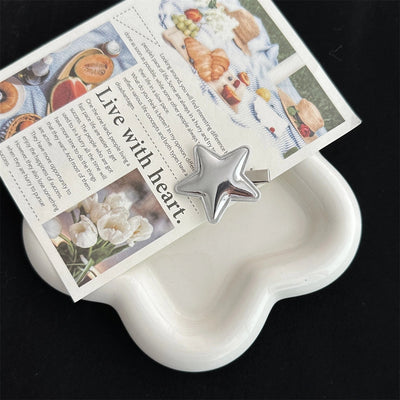 women's simple style pentagram pu leather hair clip