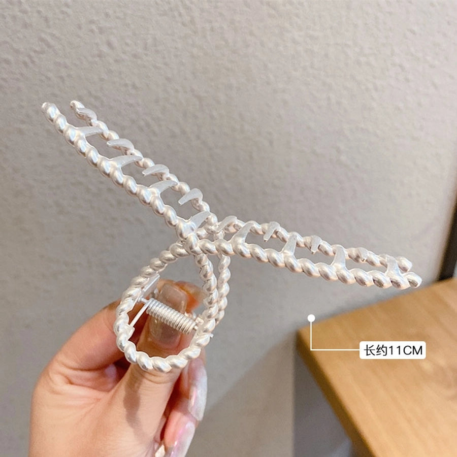 simple style solid color alloy resin hollow out hair claws