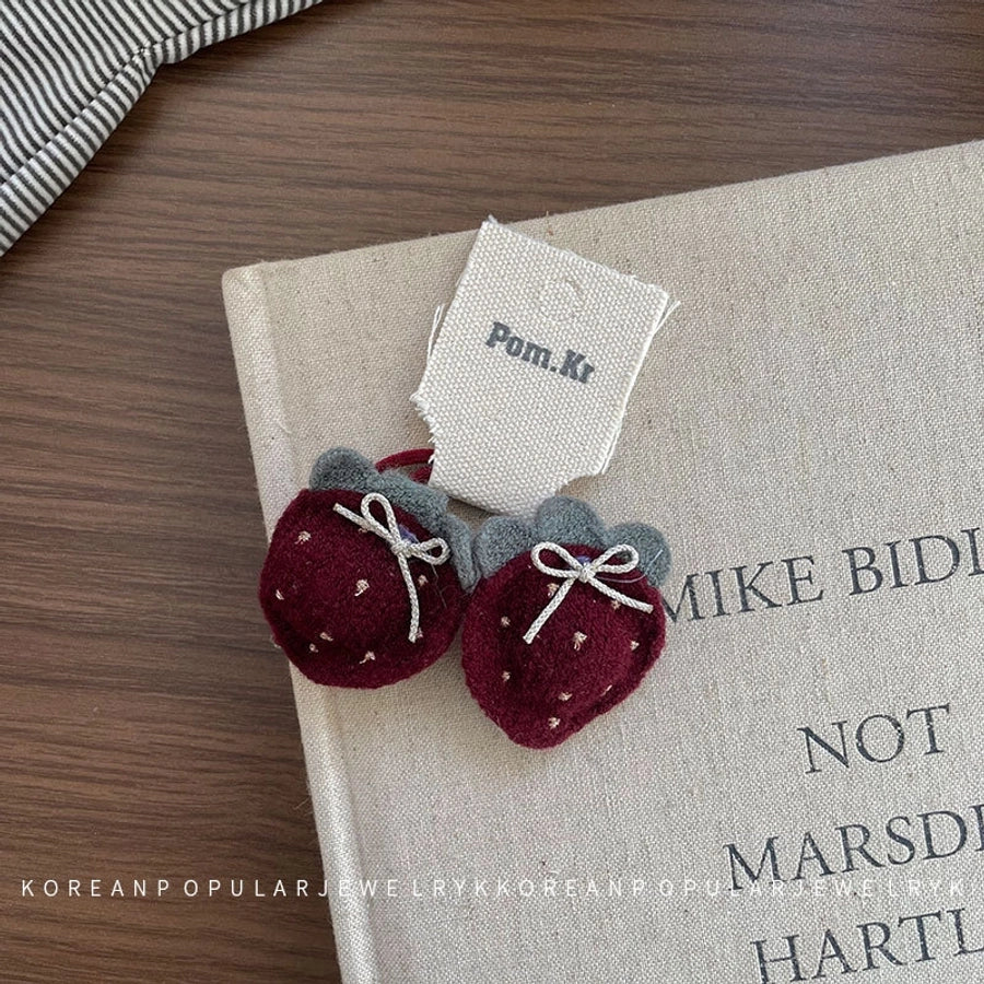 Sweet Girl'S Strawberry Cloth Hair Clip Hair Tie