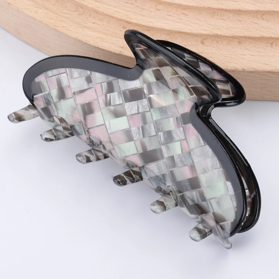 simple style checkered acetic acid sheets hair claws 1 piece