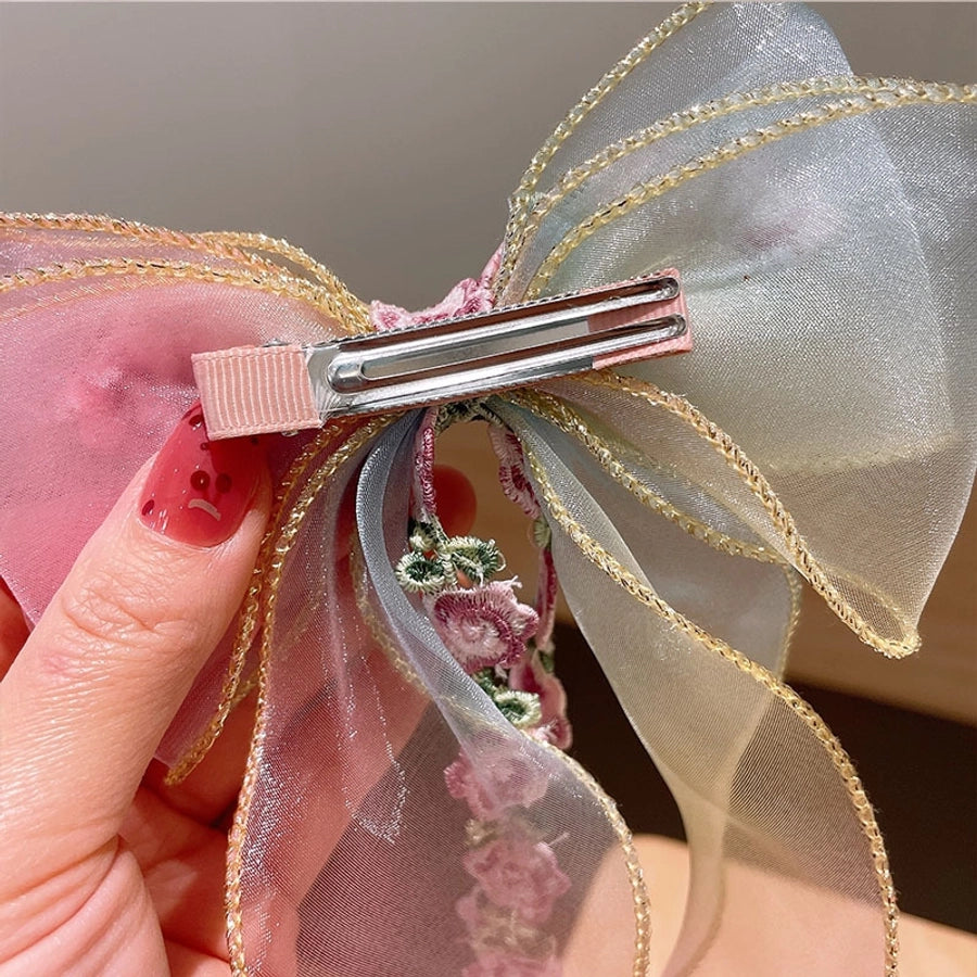sweet bow knot synthetic yarn hair clip