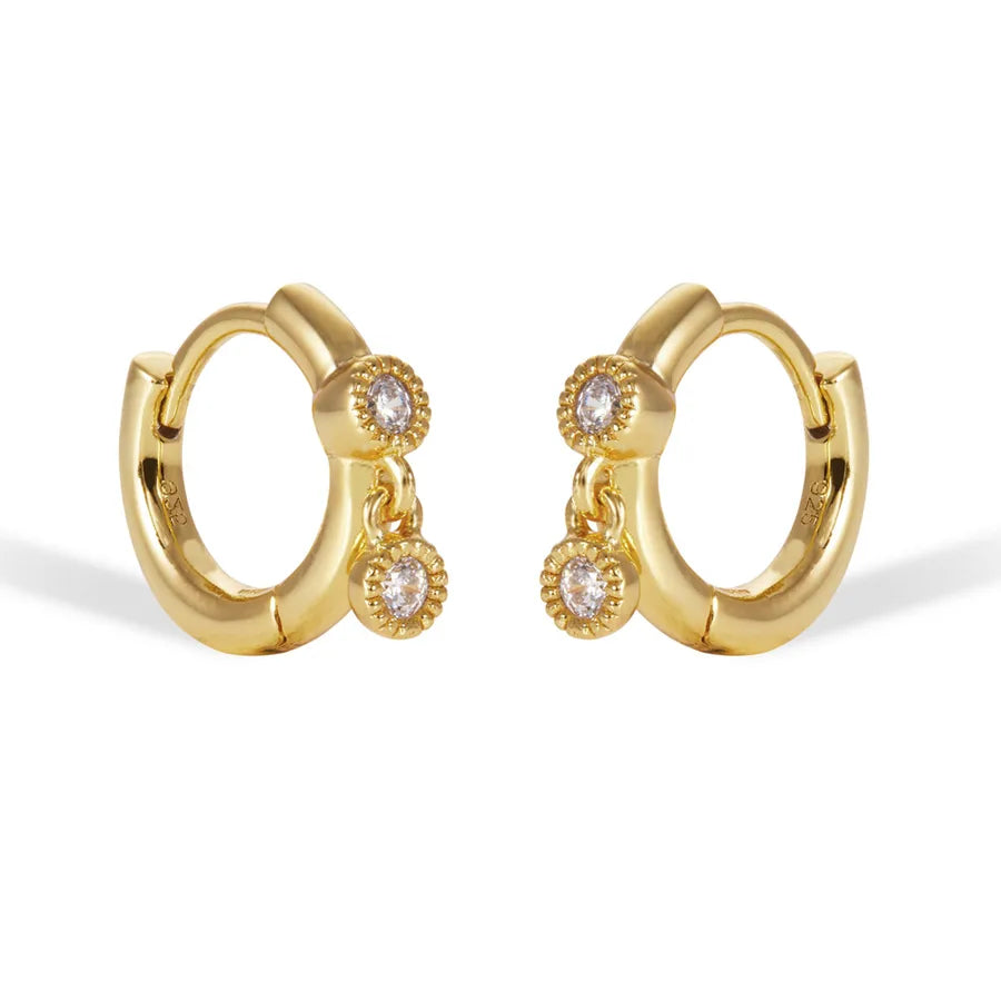 1 Piece 1 Pair 925 Sterling Silver Solid Color Zircon 18K Gold Plated White Gold Plated Earrings
