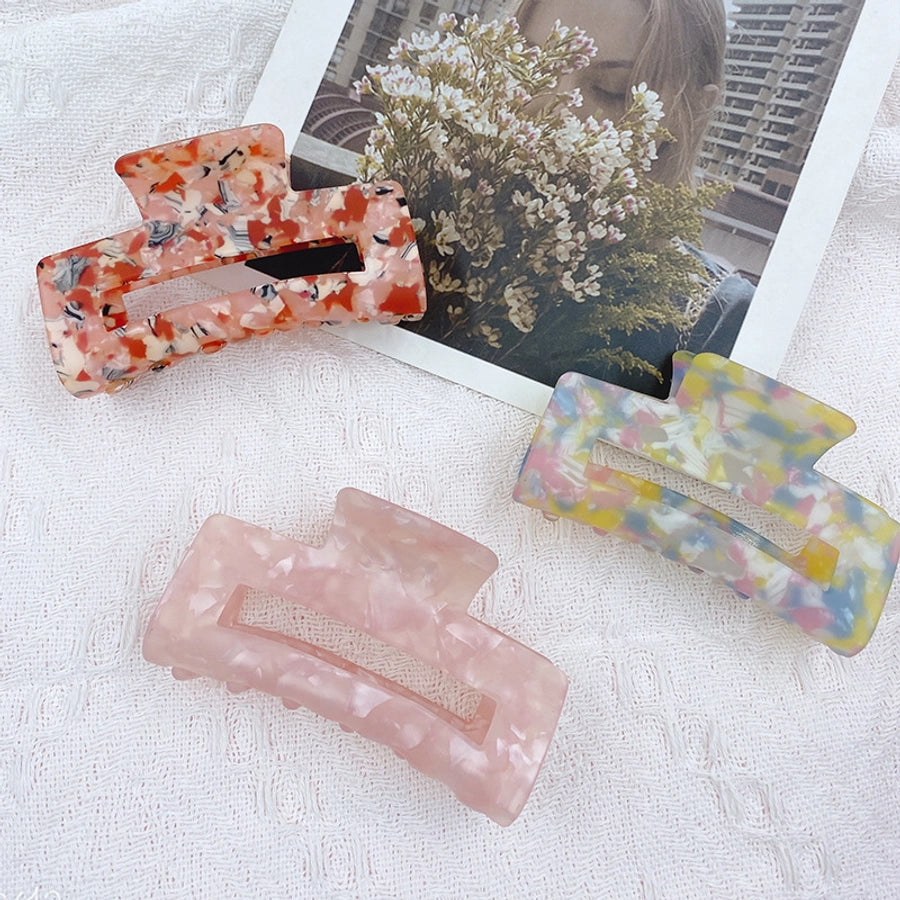 sweet color block rectangle acetic acid sheets handmade hair claws 1 piece