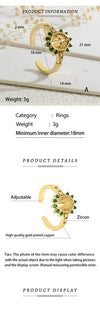 Copper Inlay Human Geometric Virgin Mary Zircon Open Rings