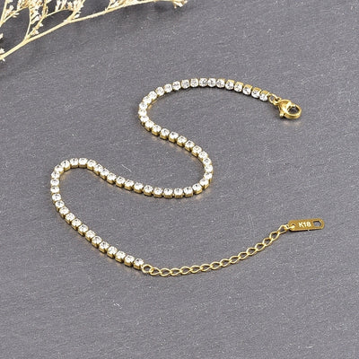Sweet Simple Style Solid Color Titanium Steel 18K Gold Plated Rhinestones Bracelets In Bulk
