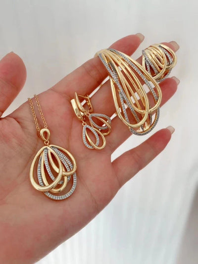 Jewelry Vintage Style Classic Style Geometric Copper Zircon Rings Earrings Necklace