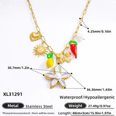 Jewelry Elegant Classic Style Streetwear Heart Shape 304 Stainless Steel Plating Multi Charms Necklace