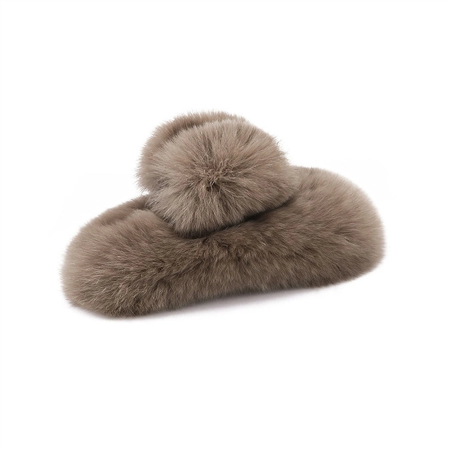 simple style geometric solid color rabbit fur hair claws 1 piece