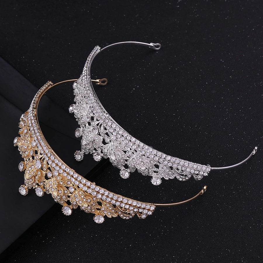 fashion leaf crown alloy inlay rhinestones crown 1 piece